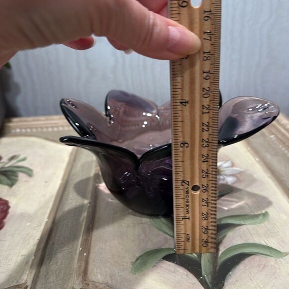 Vintage Handblown Amethyst Purple Murano Glass Tulip Flower Shape Vase Dish - Picture 8 of 12